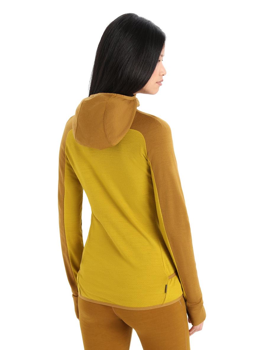 Clove / Silent Gold Women's Icebreaker ZoneKnit™ Merino Long Sleeve Zip Hoodie | USA 1673UZGT